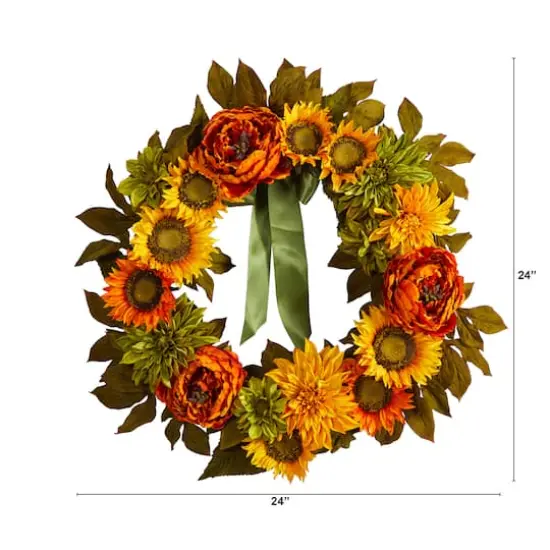 24" Peony, Dahlia & Sunflower Wreath {5}
