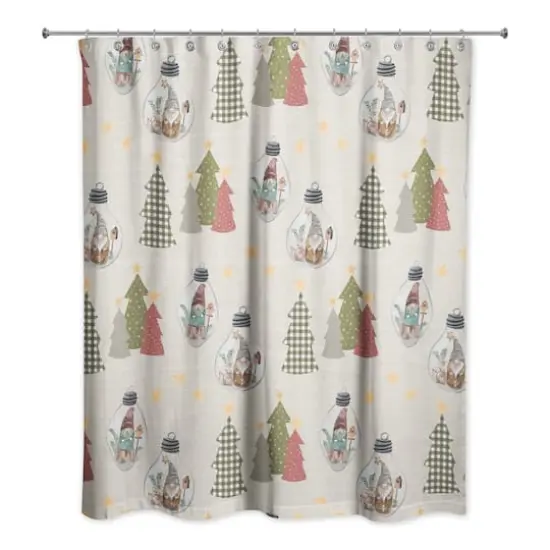 Cream Tree & Globe Pattern Shower Curtain {1}