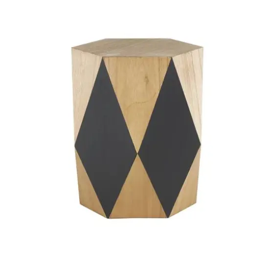 23.75" Brown Wood Geometric Diamond Accent Table with Black Accents {9}