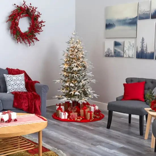 5.5ft. Pre-Lit Manchester Spruce Artificial Christmas Tree, Clear LED Lights {7}