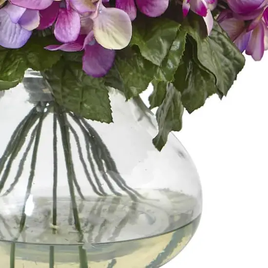 14.5" Pink Hydrangea Arrangement in Glass Vase {4}