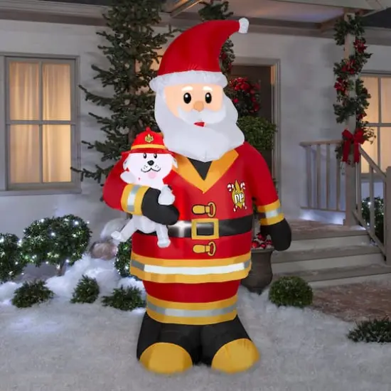 7ft. Airblown&reg; Inflatable Christmas Firefighter Santa {3}