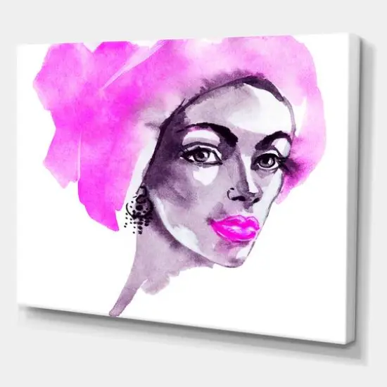 Designart - African American Woman Fashion Portrait - Modern Canvas Wall Art Print {1}