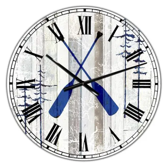 Designart 'The Blue Moose - Oars Oversized Cottage Wall Clock {1}