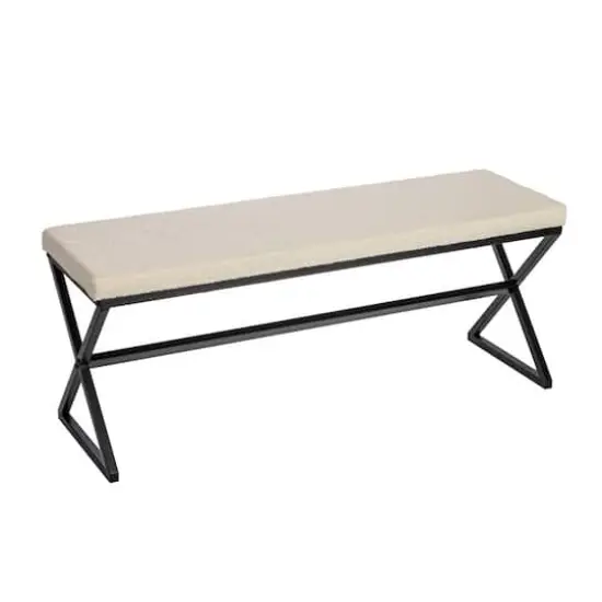 Household Essentials Harper 46.5" Metal & Boucle Bench Cream {1}