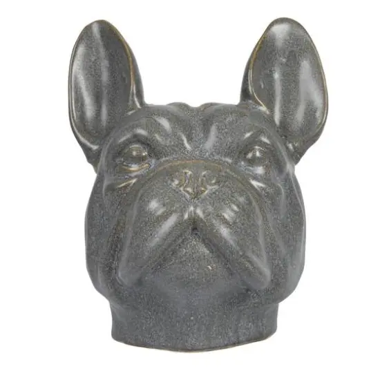 Hello Honey® 8.5" Gray Reactive Glaze Stoneware French Bulldog Head Vase {9}
