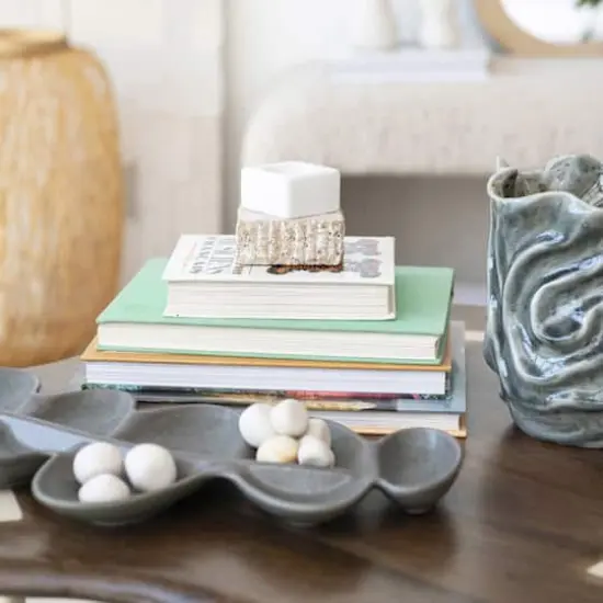 Hello Honey® 7.5" Gray Organic Ceramic Vase with Crackle Glaze {4}