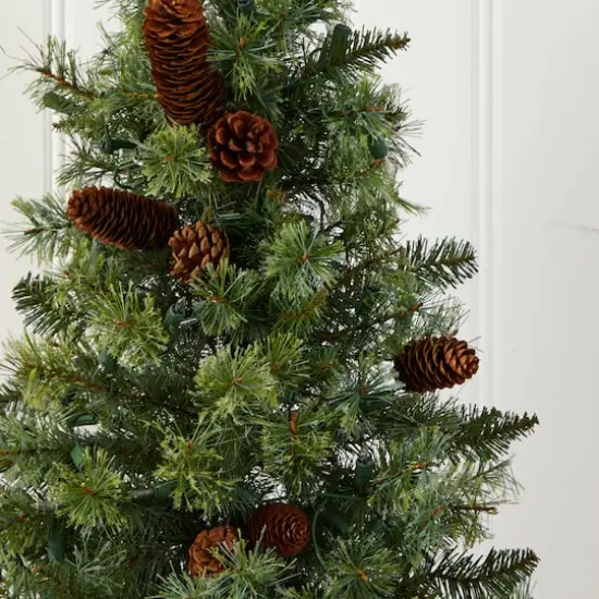 3ft. Pre-Lit Artificial Christmas Tree with Pinecones, Clear Lights {7}