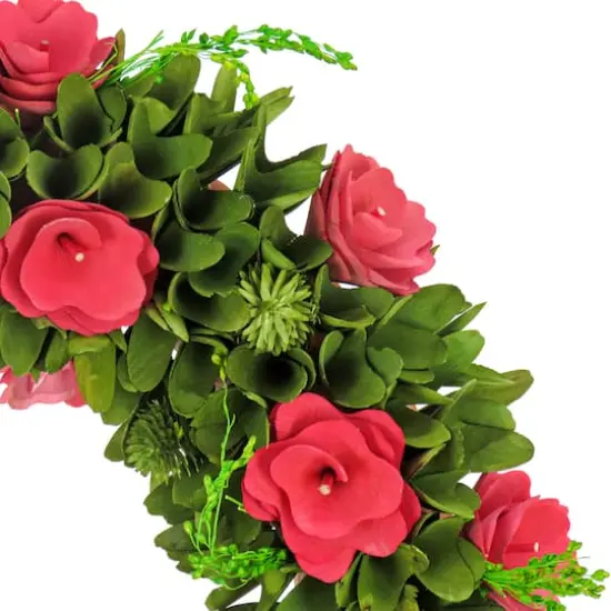 18" Hot Pink Spring Floral Wreath {4}