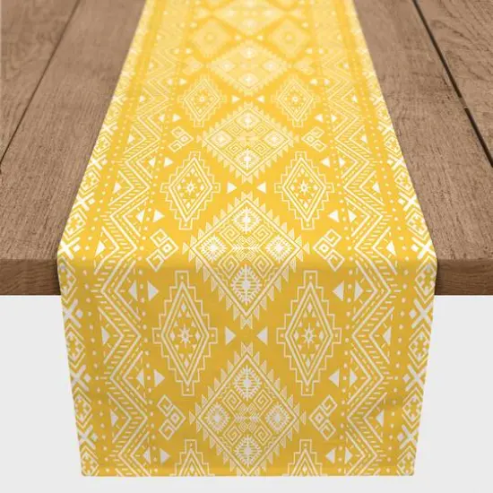 Tribal Print Indoor/Outdoor Table Runner Yellow {3}