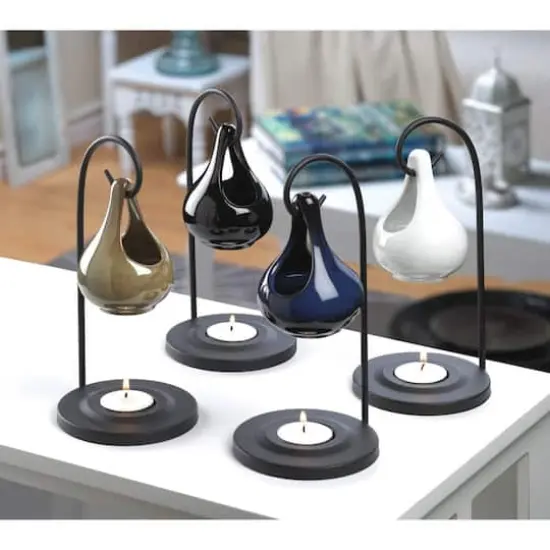 8" Earth Tone Porcelain Tear Drop Candle Oil Warmer {4}