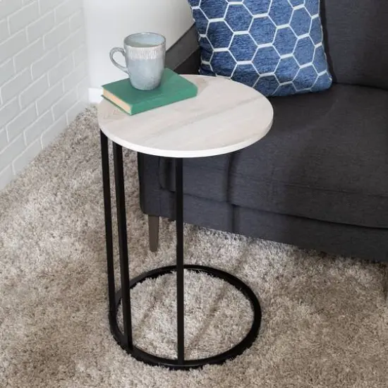 Honey Can Do 16" Natural Round C End Table {3}
