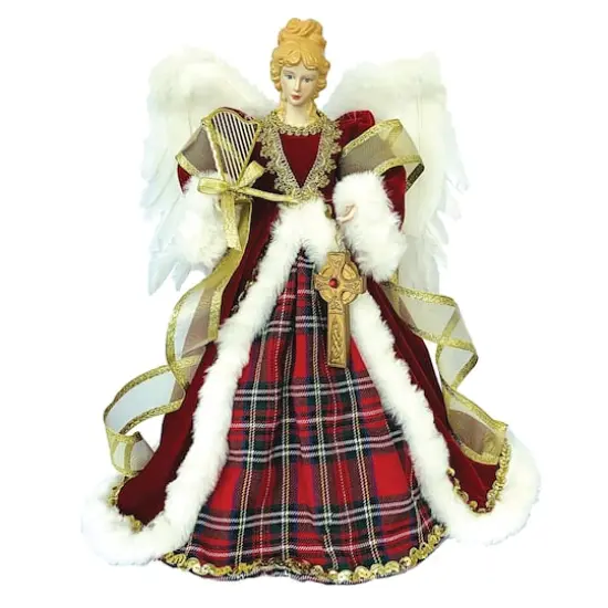 Santa's Workshop 16" Red Plaid Angel Tree Topper {1}