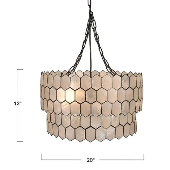 Hello Honey&reg; Capiz 2-Tier Honeycomb Chandelier Black {11}