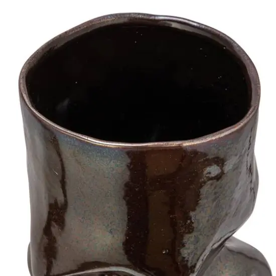 Hello Honey&reg; 5.5" Iridescent Dark Brown Organic Shaped Stoneware Vase {9}