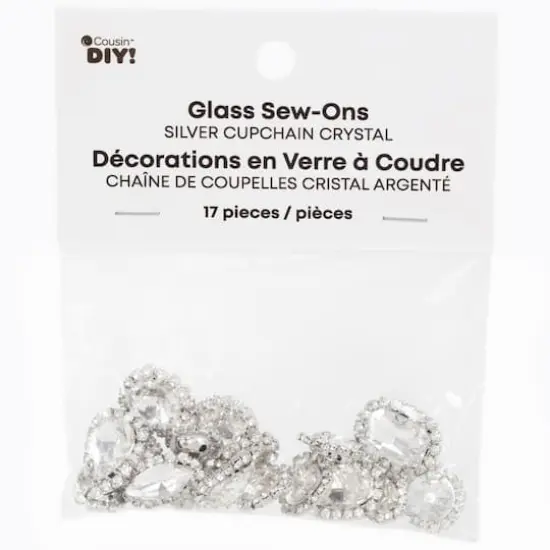 CousinDIY Silver Cupchain Crystal Glass Sew-On Rhinestones, 17ct. {1}