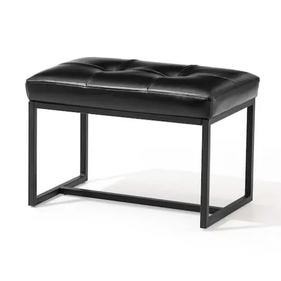 Glitzhome&reg; Modern Thick Leatherette Accent Stool Black {1}
