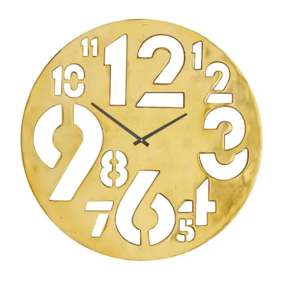 Gold Aluminum Contemporary Wall Clock, 24" x 24" x 2" {1}
