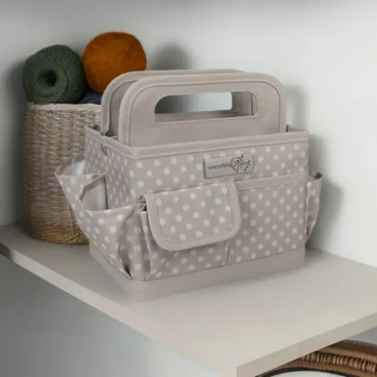 Everything Mary Tan Dots Collapsible Craft Caddy {1}