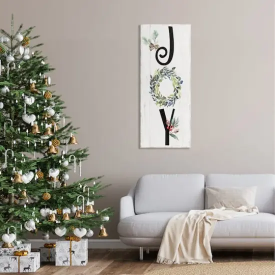 Stupell Industries Joy Seasonal Botanical Wreath Canvas Wall Art {3}