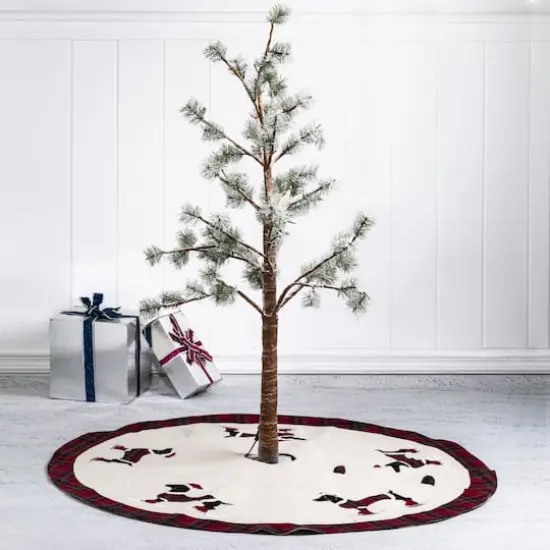 Glitzhome&reg; 48" Dachshund Fabric Christmas Tree Skirt {3}
