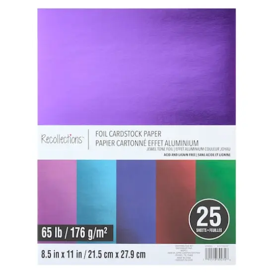 Multicolor 8.5" x 11" Foil Cardstock Paper by Recollections&trade;, 25 Sheets {1}