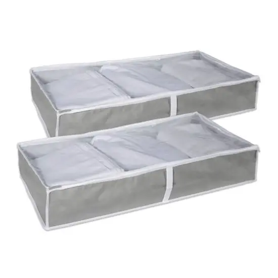 DII&reg; 40" Fabric Soft Storage Bins with Viewing Window, 2ct. Gray {1}