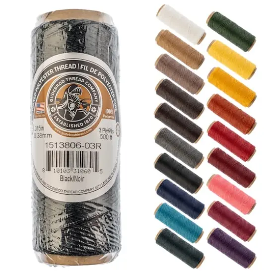 Gudebrod 0.015" 3 Ply Waxed Thread, 500ft. Black {1}