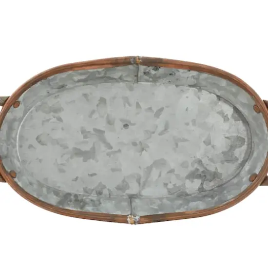 Set of 3" Grey Metal Farmhouse Tray, 14", 22", 28" {7}