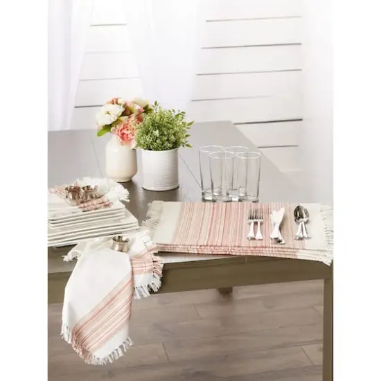 DII® 13" x 20" Fringed Striped Tabletoppers, 6ct. Pimento {4}