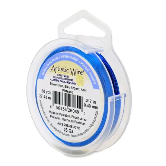 Artistic Wire&reg; 26 Gauge Silver Plated Tarnish Resistant Colored Copper Craft Wire, 30yd. Silver Blue {1}