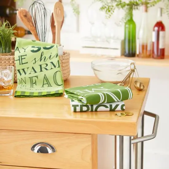 DII&reg; Green & White St. Patrick's Day Printed Dishtowels, 3ct. {7}