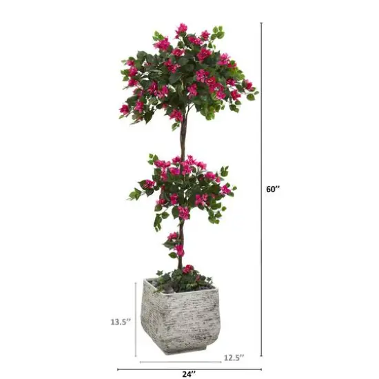 5ft. Bougainvillea Topiary Tree in White Planter {3}