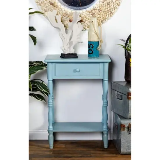 2.5ft. Aquamarine Wood Farmhouse Accent Table {7}