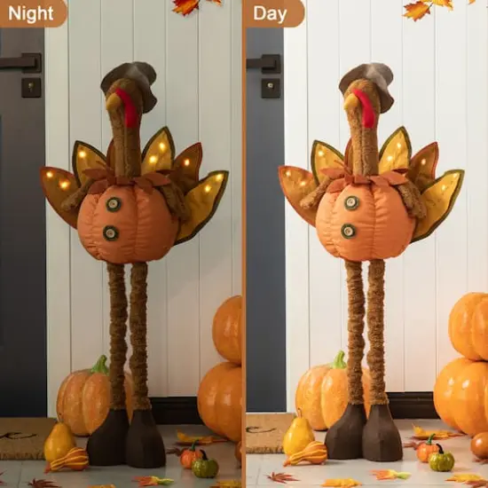 Glitzhome&reg; Lighted Fabric Turkey Standing D&eacute;cor with Telescoping Legs & Timer {13}