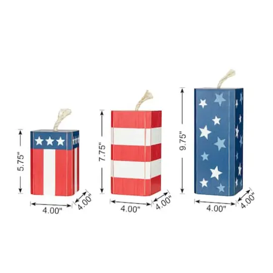 Glitzhome&reg; Wooden Patriotic America Firecracker Table D&eacute;cor Set {9}