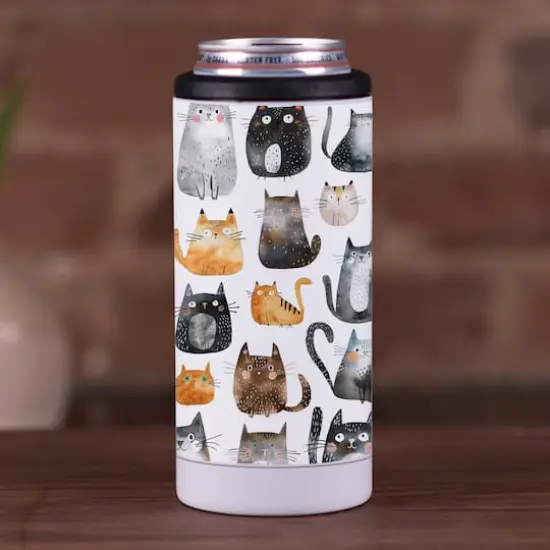 Watercolor Kitty Pattern 12oz. Koozie {4}