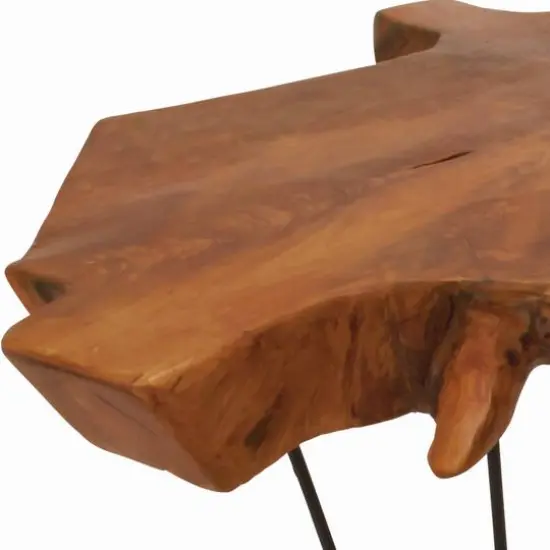 28" Brown Teak Contemporary Coffee Table {6}