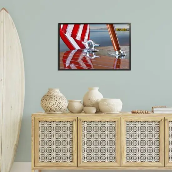 Stupell Industries Flag On Boat Hull Framed Giclee Art Black {3}