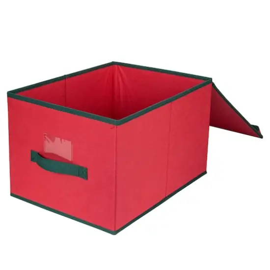 16" Red And Green Collapsible Christmas Decoration Storage Box {5}