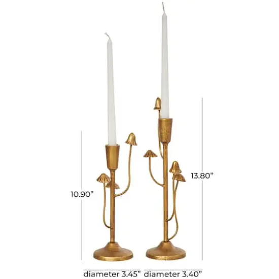 Gold Metal Abstract Mushroom Inspired Candle Holder Set {6}