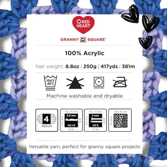 Red Heart&reg; All in One&trade; Granny Square&trade; Yarn White - Green Scream {8}