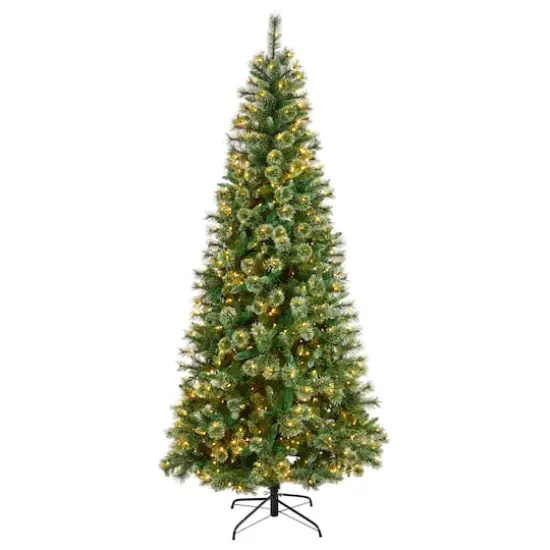 8ft. Pre-Lit Wisconsin Snow Tip Pine Artificial Christmas Tree, Clear LED Lights {1}