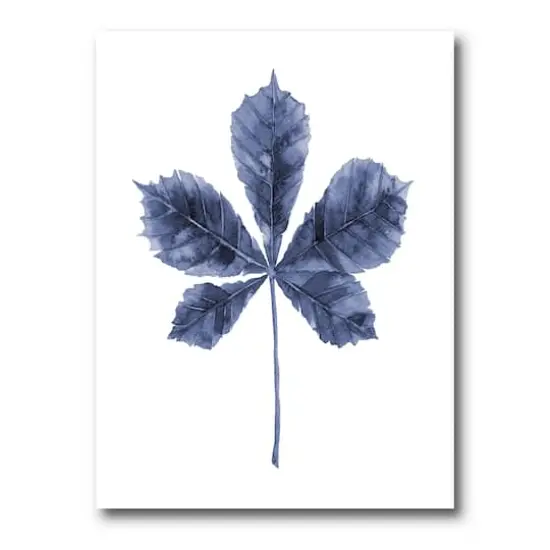 Designart - Navy Blue Chestnut Leaf - Traditional Canvas Wall Art Print {5}