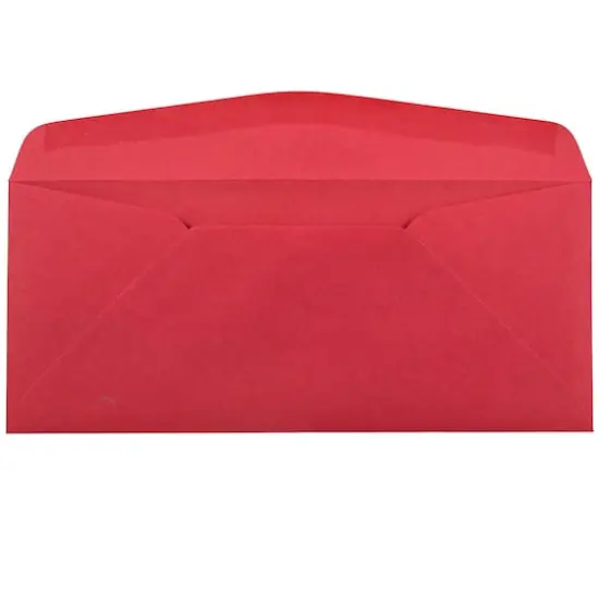 JAM Paper 4" x 9.5" Colored Business Window Envelopes, 50ct. Red Recycled {5}