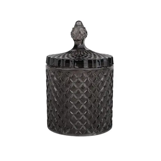 7" Black Diamond Beveled Glass Container with Lid by Ashland&reg; {1}