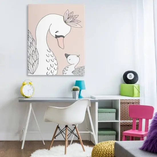 Stupell Industries Mother & Baby Swan Flower Crowns Princess Animals Canvas Wall Art {3}