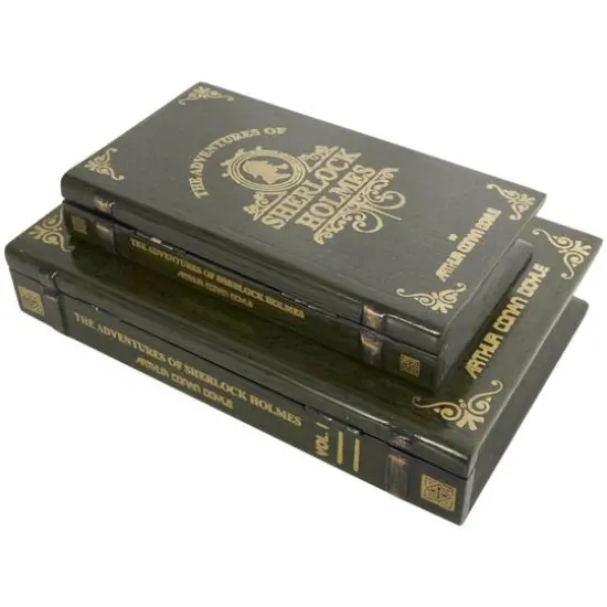 Green Wooden Sherlock Holmes Storage Faux Book Box Set {6}