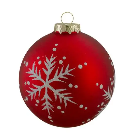 4ct. 3.25" Matte Red Glass Ball Christmas Ornaments {6}