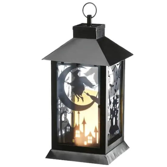 16" Black Halloween Haunted House Lantern {1}
